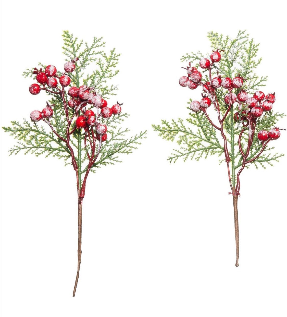 Pine Bough Assortment - 10ct Christmas stems - Large Pine Snow Berry Boughs - Winter Stems