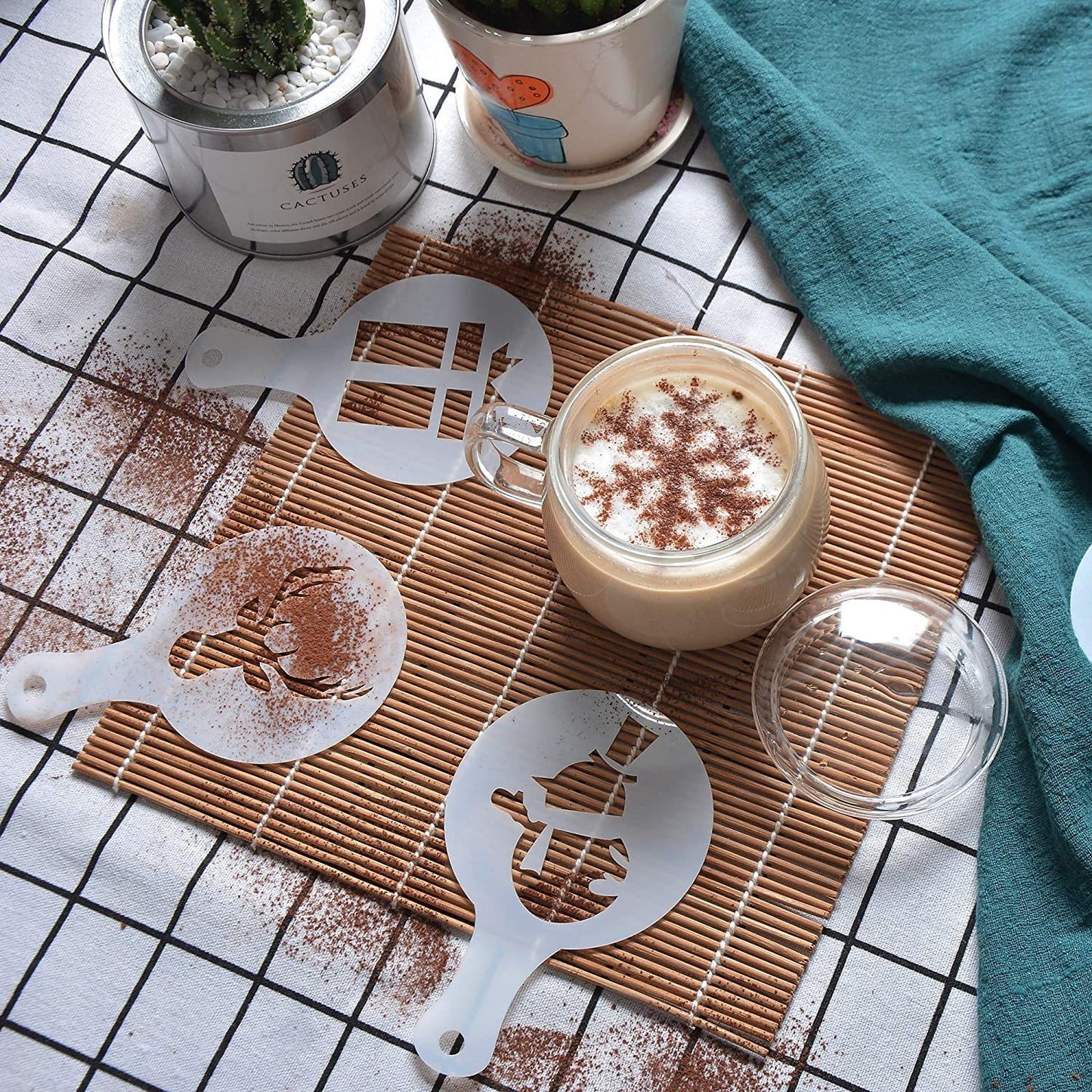 Christmas Stencil Kit - Coffee Latte Kit - 36pc Christmas Stencils with shakers for coffee, cookies, cakes, and more - Great gift for her!