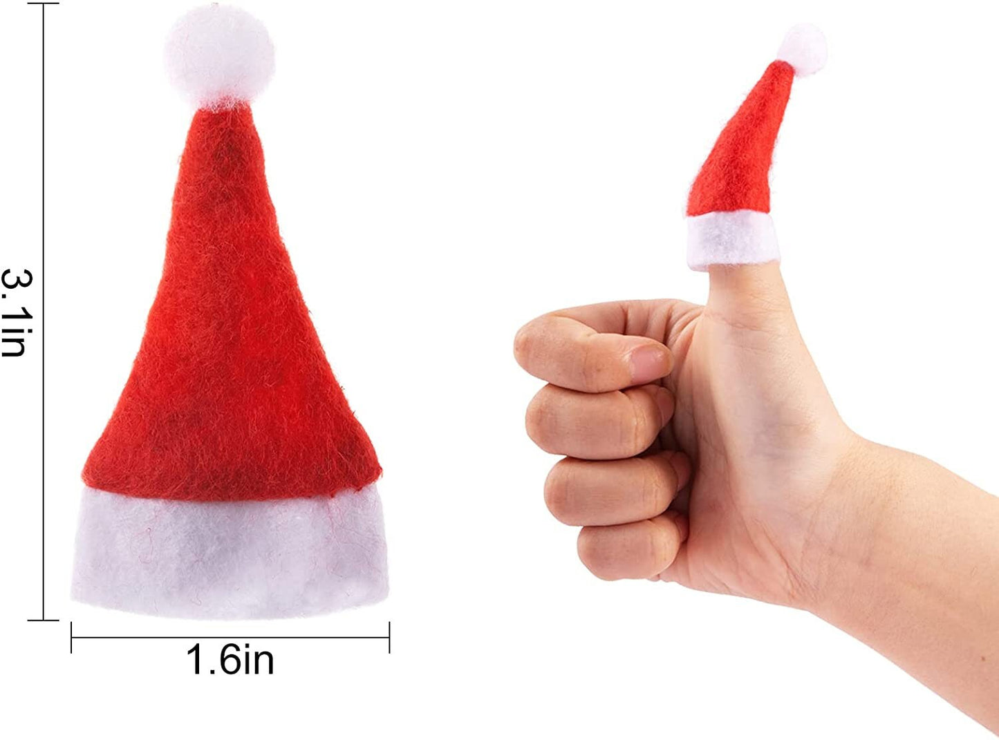 Mini Santa Hats - 20ct Santa Hats for Lollipops, Wine Bottles, Dolls, Christmas Villages, and Christmas Decor