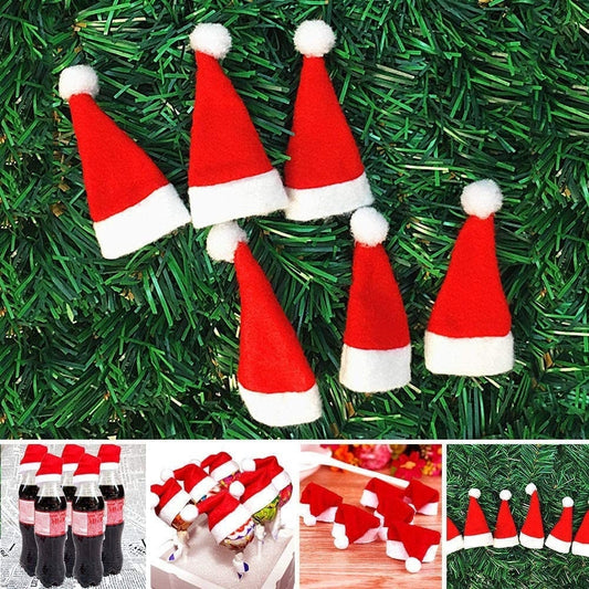 Mini Santa Hats - 20ct Santa Hats for Lollipops, Wine Bottles, Dolls, Christmas Villages, and Christmas Decor