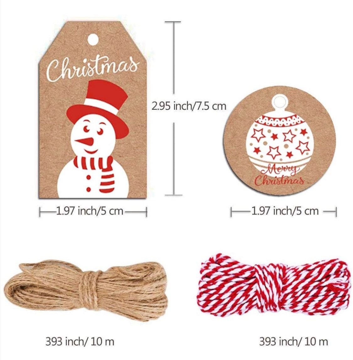 Gift tag set - 25ct Eco friendly sustainable recyclable Kraft paper Christmas gift tags - present tags with holiday winter themes