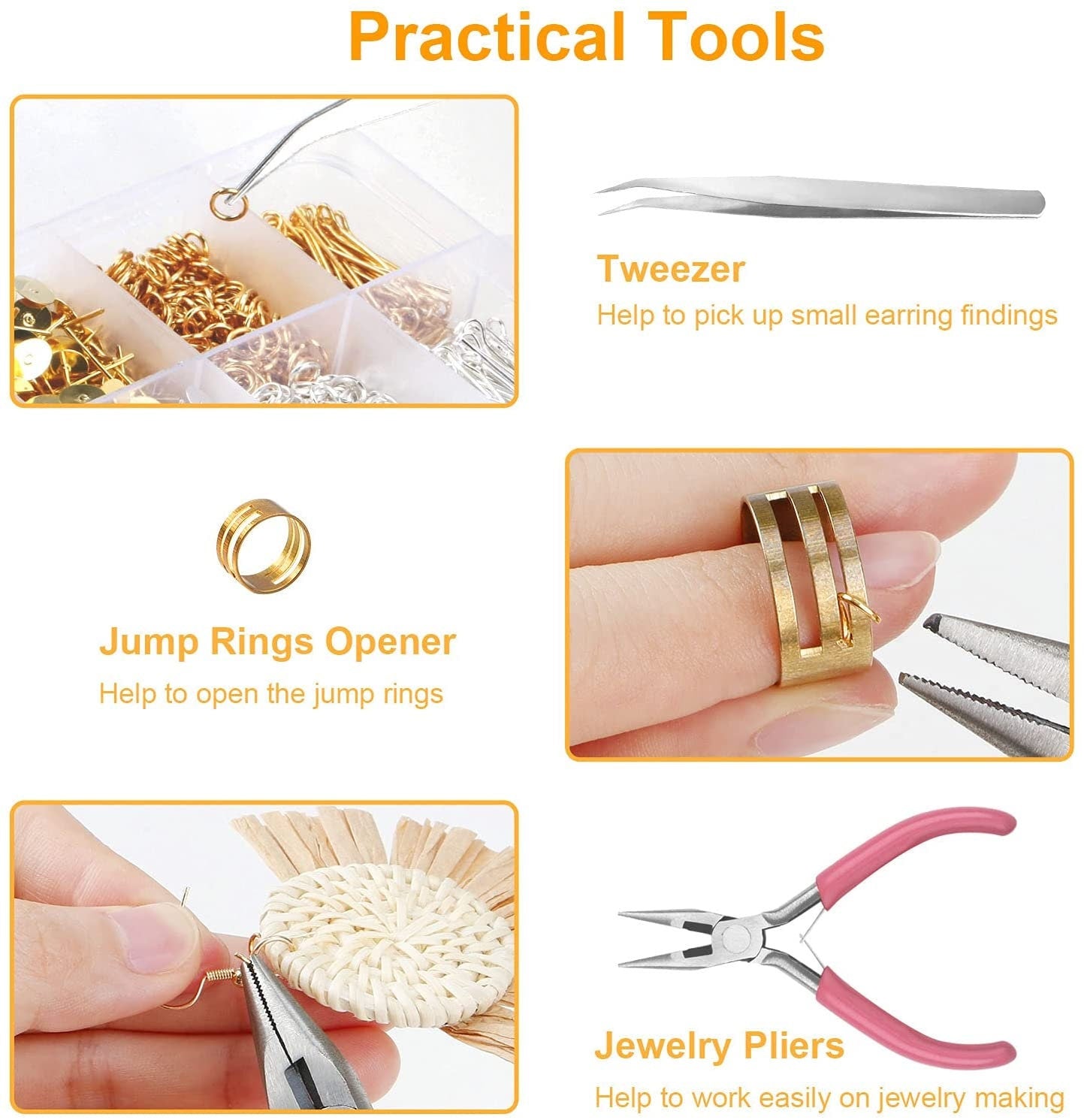 Earring Making Kit - 1560pc earring kit with tools - Eye Pins - Earring Hooks - Earring Backs - Jump Rings - Great starter kit for Jewelry