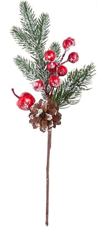 Pine Bough Assortment - 10ct Christmas stems - Large Pine Snow Berry Boughs - Winter Stems