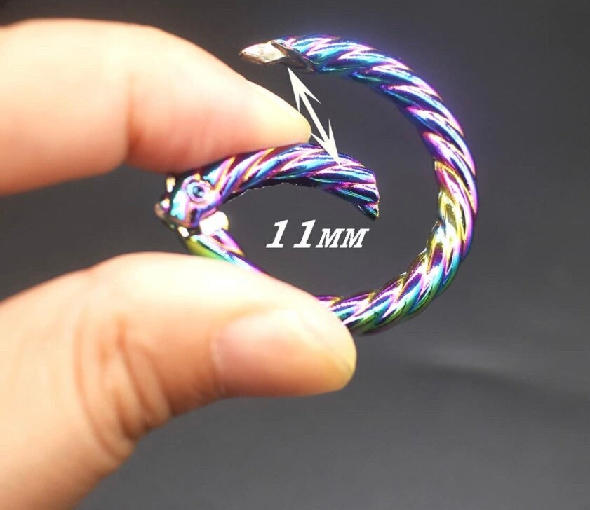 Rainbow Metal Rope O-Ring Caribiner - Round Trigger Clasp for dog collars, straps, belts, and bags - 1ct