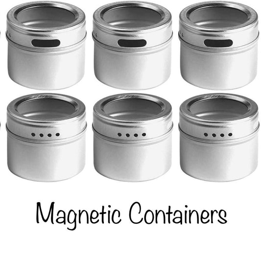 Magnetic Containers with Mountable Plate - Minimalist Storage - Spice containers - Craft Containers - 4ct with Plate