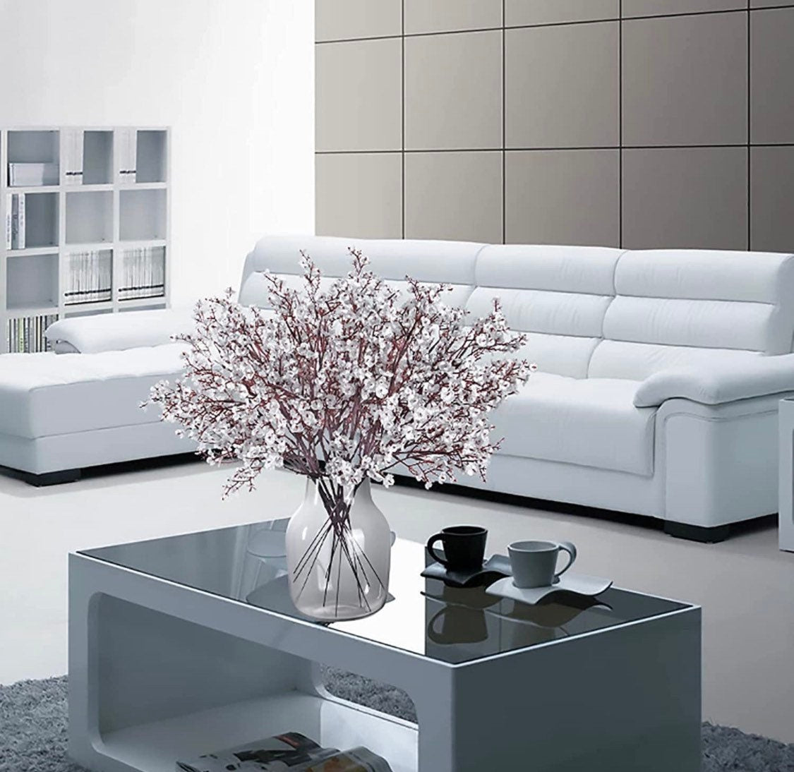 Winter Flowers - Silk Flowers - Minimalist Home Decor - Baby's Breath Silk Floral Stems