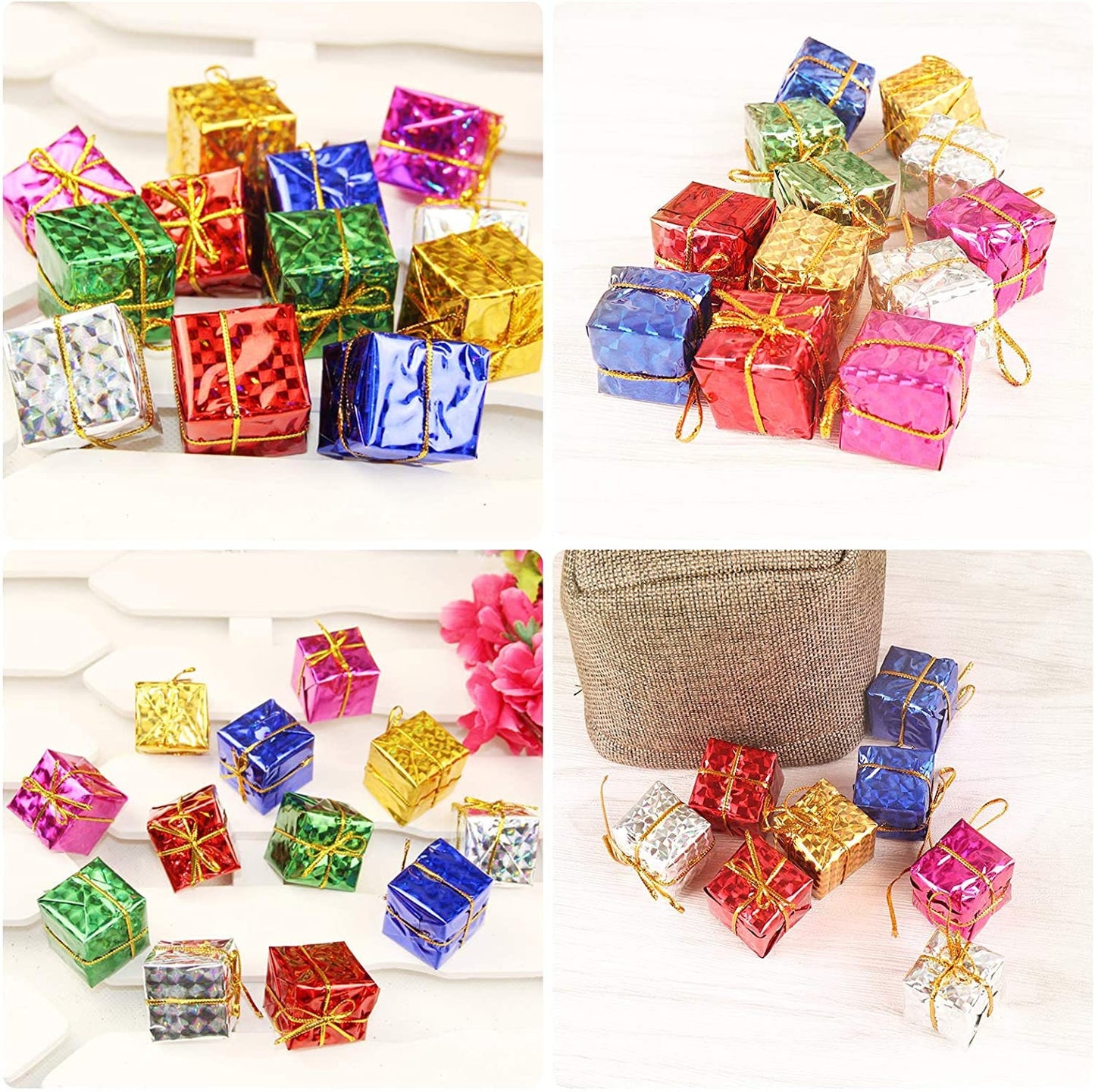 Mini Christmas Gifts - 20ct Mini Present Boxes for Christmas Villages, Dollhouses, Giftwrap, Trees, and Christmas Decor