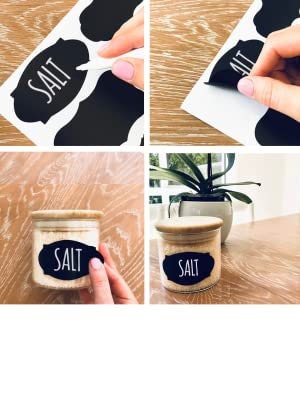 Pantry Labels (Minimalist) | 24ct Chalkboard Labels with Pen | Pantry Labels for Kitchen Organization | Waterproof Labels | Reusable Labels