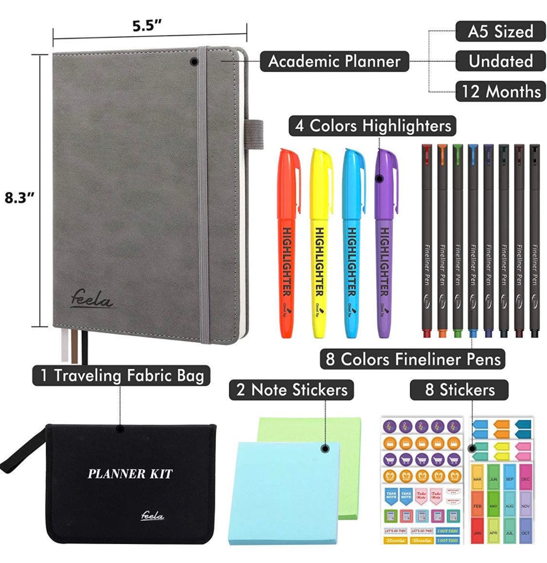 2023 Planner Kit - Minimalist all in one Planner with carry case and accessories