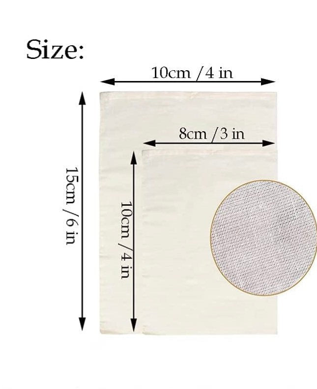 Muslin Bags | Sachet Bags | Cloth Bags | Cheesecloth Tea Bags | Gift Bags | Spice Bags | Drawstring Sack | 10ct Drawstring Bags