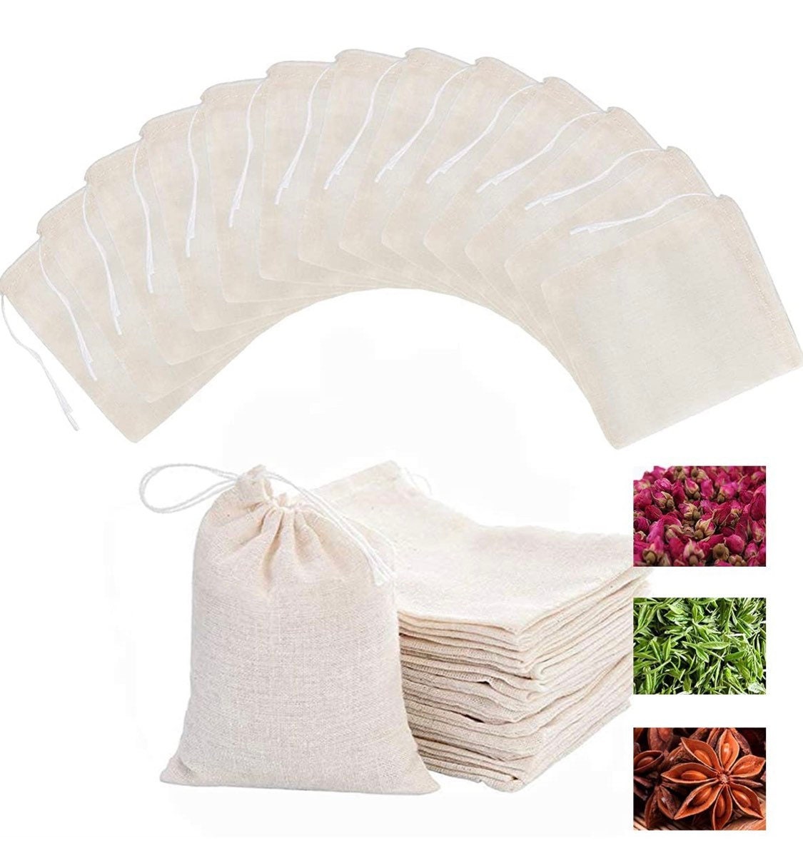 Muslin Bags | Sachet Bags | Cloth Bags | Cheesecloth Tea Bags | Gift Bags | Spice Bags | Drawstring Sack | 10ct Drawstring Bags