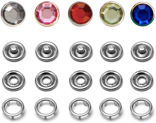 Crystal Snap Button Kit - Crystal Snaps 50 sets - 11mm Rhinestone Snaps