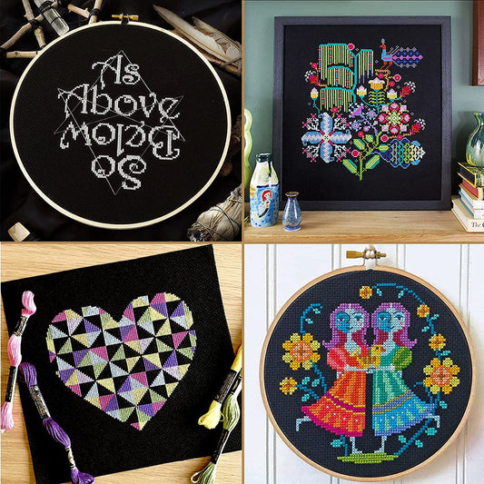 Aida Canvas - Cross Stitch Cloth - Aida Cloth Cross Stitch Fabric - Embroidery Cloth - Black Aida Cloth - White Aida Cloth