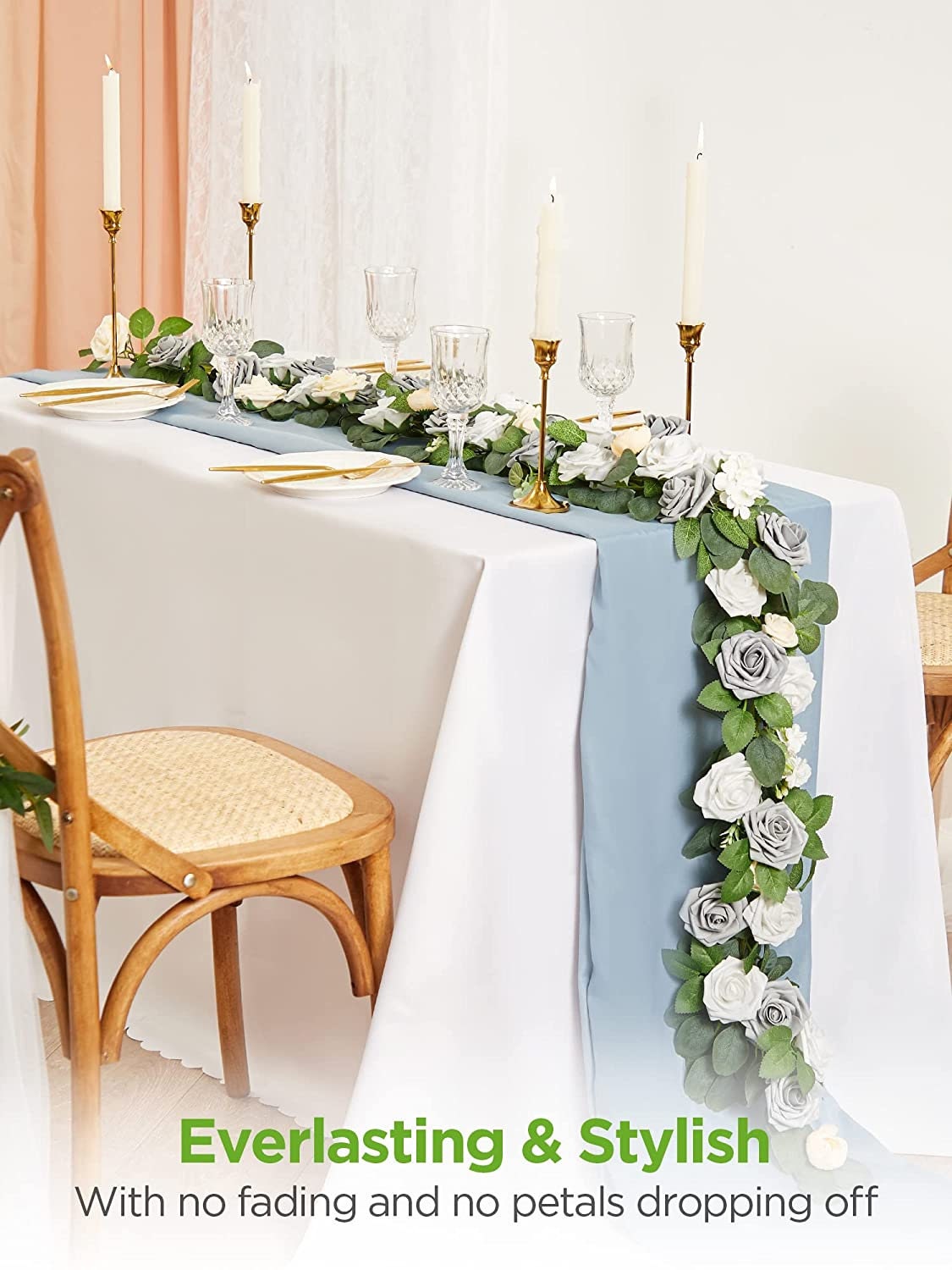 Artificial Roses - 50ct Latex Foam Roses with Wire Stem - Great for Wedding Bouquet Decor Centerpieces Bridal Shower Party Decoration