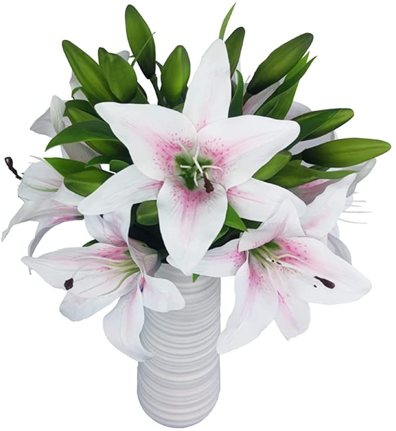 Artificial Lillies - Lily Flowers - Lillies - Artificial Flowers - Floral Stems - Real Touch Artificial Lily Flowers - Tiger Lily stems