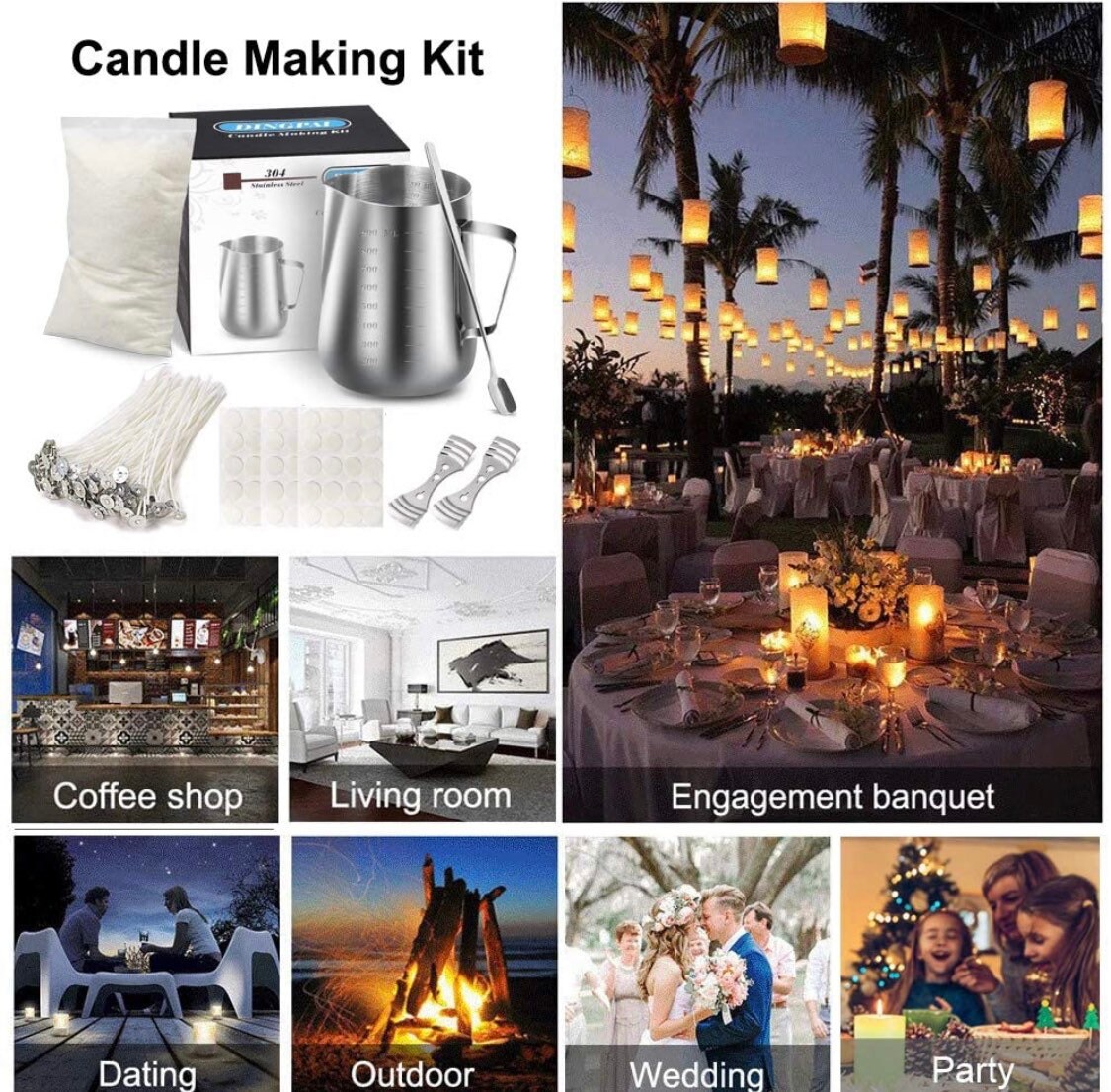 Candle making starter set - candle making tools - candle soy wax - wax melting pot