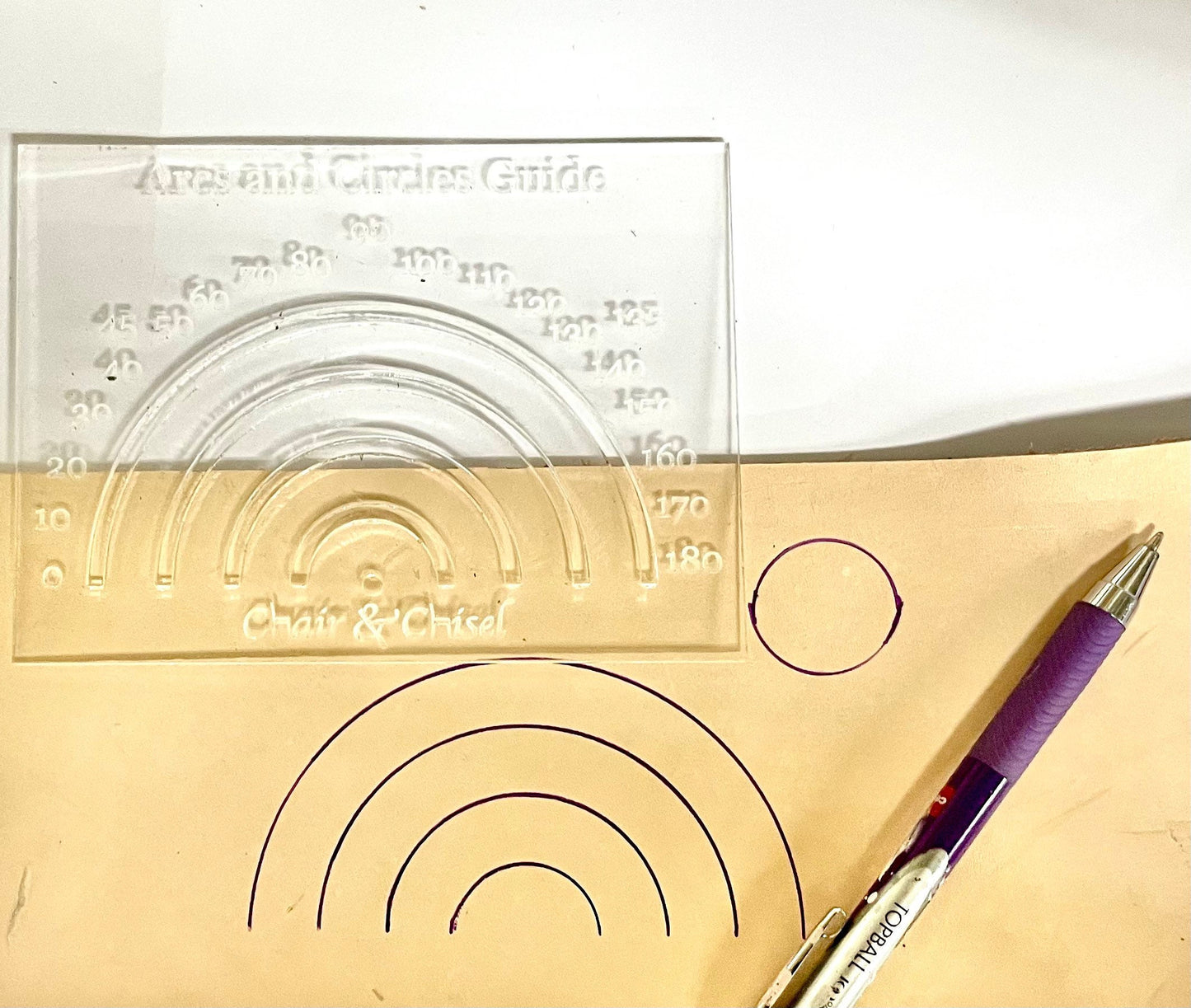 Arc and Circle tracing guide - 1-6” Circle guide - Acrylic Leather template - Leather pattern - spacing guides