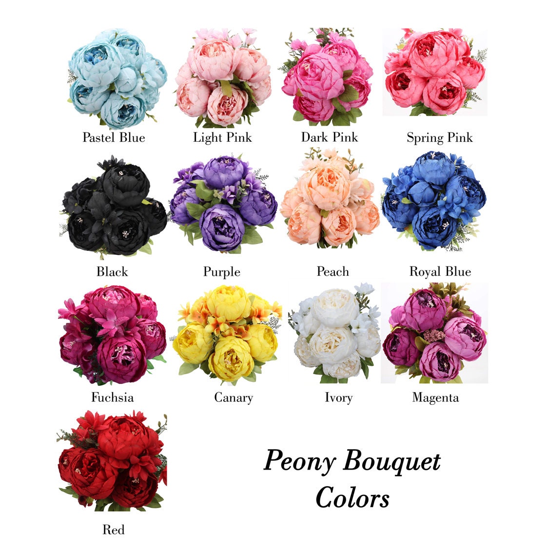 Peony Bouquets -  Artificial Peony Flowers - Peony Bouquet Flowers - Silk Peony Flowers - Floral Stems - Artificial Peonies