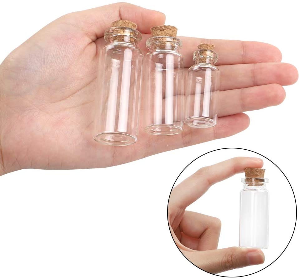Mini glass Bottles - Diffuser Bottles - Vials with cork stoppers - Tiny Jars