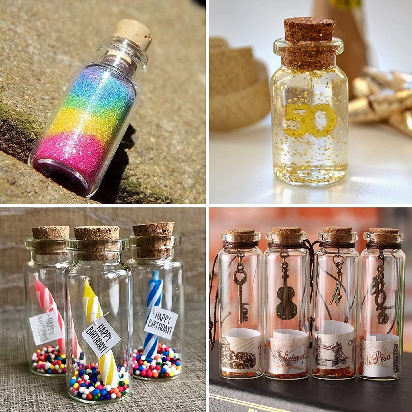 Mini glass Bottles - Diffuser Bottles - Vials with cork stoppers - Tiny Jars