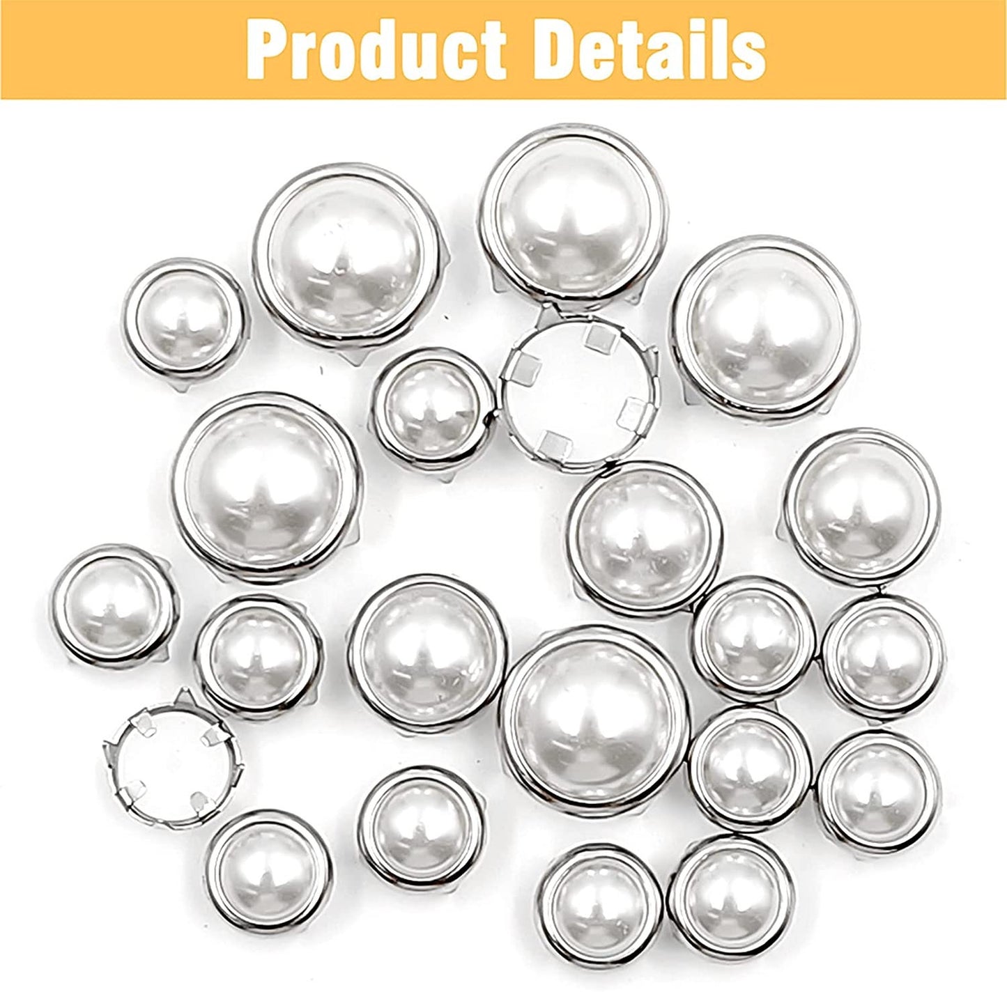 White Pearl Stud Kit - 140pc Nail head Pearl Rivets - Dome Round Spot Pearls - Prong Rivets - 6mm - 8mm Half Pearls