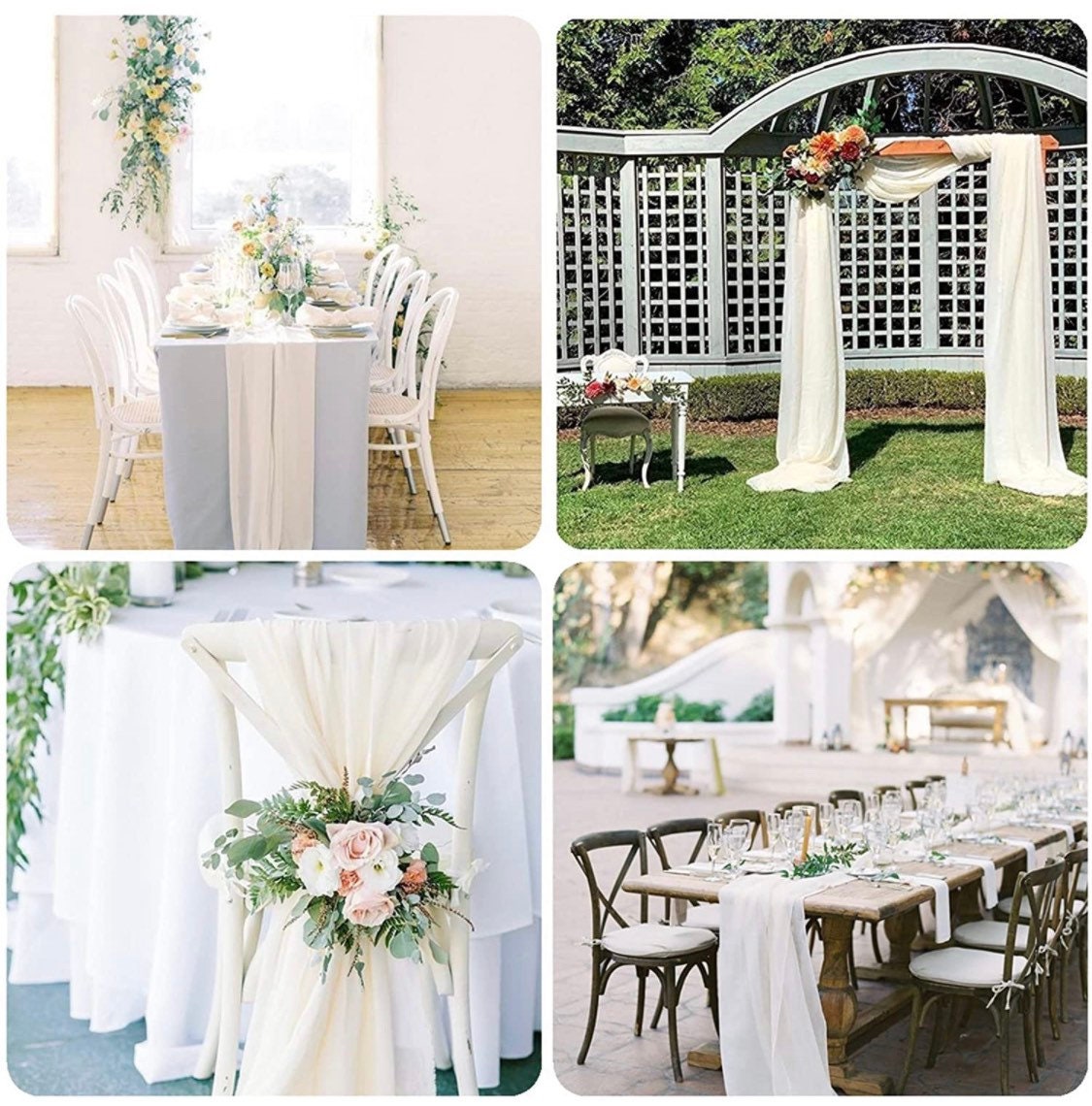 Chiffon Drapery Cloth - 10ft Chiffon Table Runner - Wedding Arch Wrap - Drapery - Sheer Bridal Party Decorations - DIY Wedding decor
