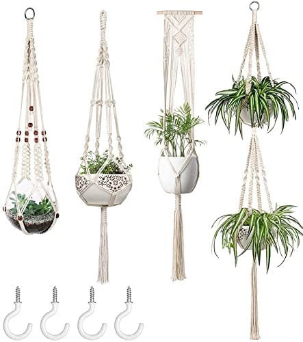 Macrame Plant Hangers Set - Hanging Flower Pot - Rope Pot Holder - Macrame Decor - Minimalist Decor - Garden Decor - Indoor Plant Outdoor