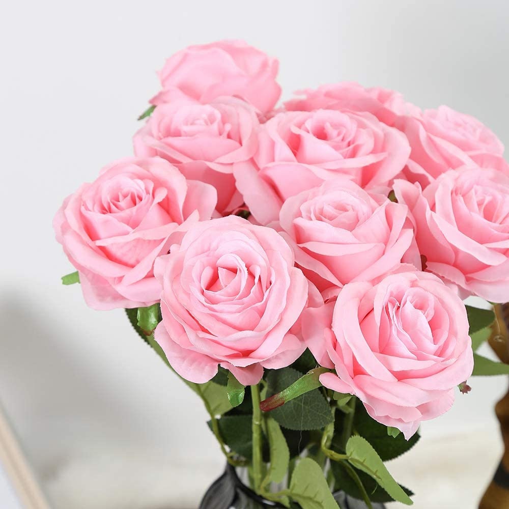 Rose Stems - Realistic Silk Rose Stems - Wedding Bouquet - Bridesmaid Bouquet - Artificial Long Stem Roses - Wedding Decor