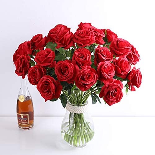 Rose Stems - Realistic Silk Rose Stems - Wedding Bouquet - Bridesmaid Bouquet - Artificial Long Stem Roses - Wedding Decor