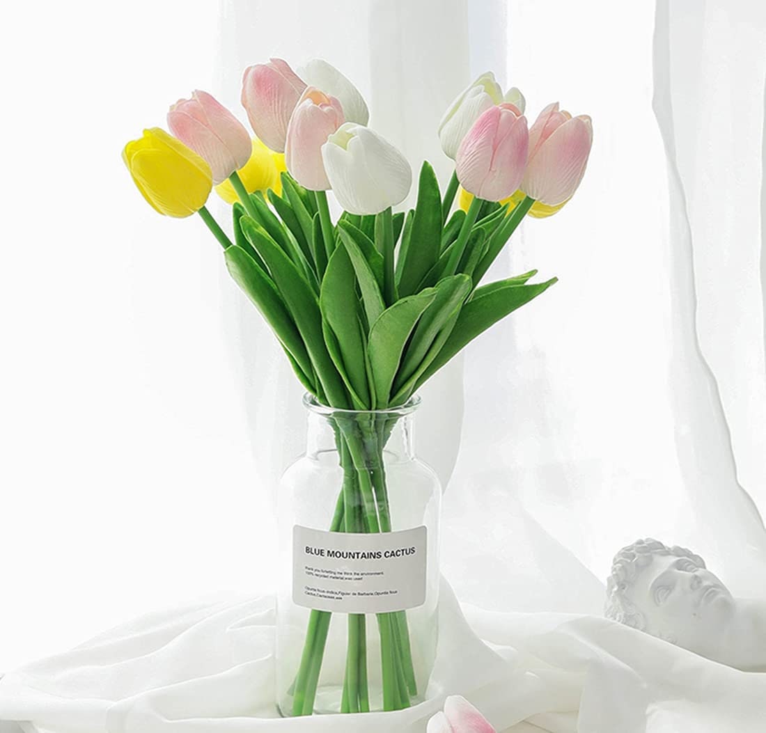 Tulip Spring Flowers - Tulips - Real Touch Tulips - Artificial Flowers - Floral Stems - Artificial Tulips