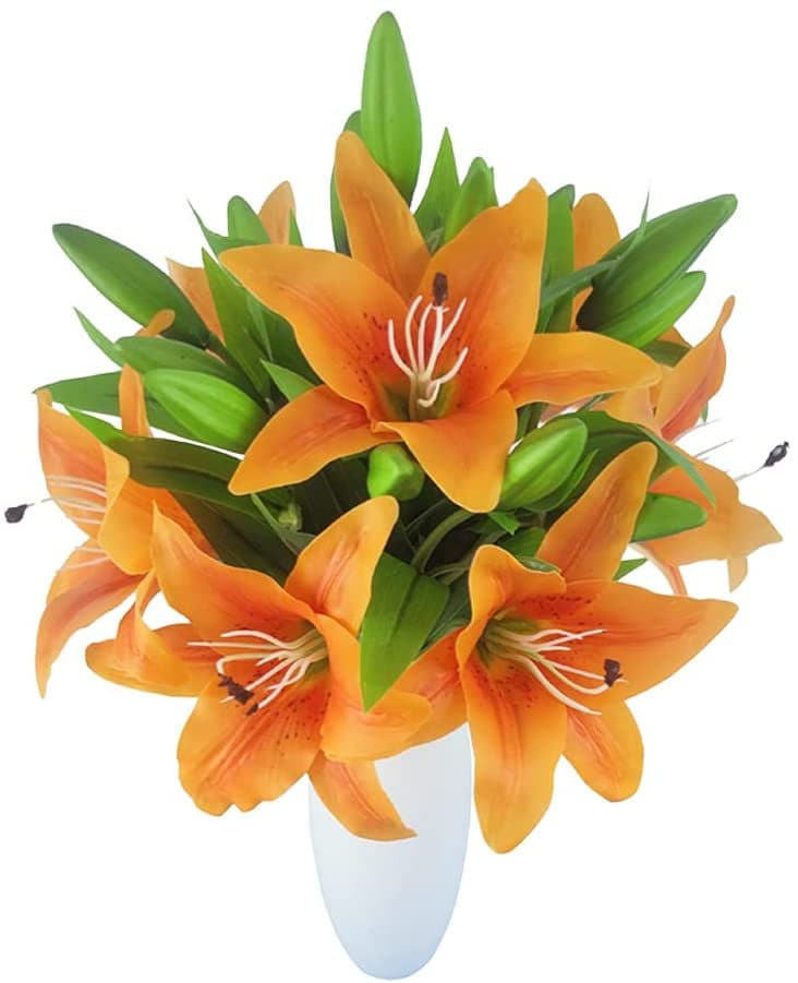 Artificial Lillies - Lily Flowers - Lillies - Artificial Flowers - Floral Stems - Real Touch Artificial Lily Flowers - Tiger Lily stems