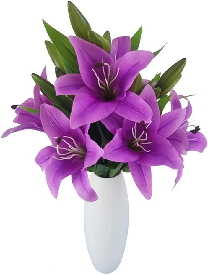 Artificial Lillies - Lily Flowers - Lillies - Artificial Flowers - Floral Stems - Real Touch Artificial Lily Flowers - Tiger Lily stems
