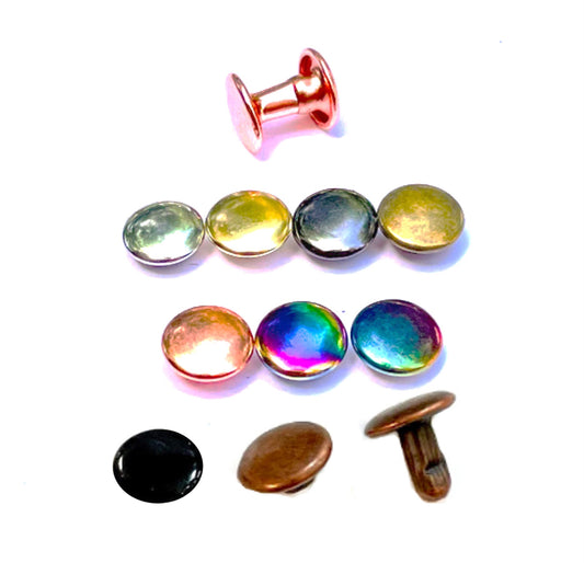 Rivets for Leather Biothane Fabric and Crafts - 50ct Small Medium Large Cap Rivets - 4mm 6mm 8mm 9mm Sizes Available - Fast Shipping!