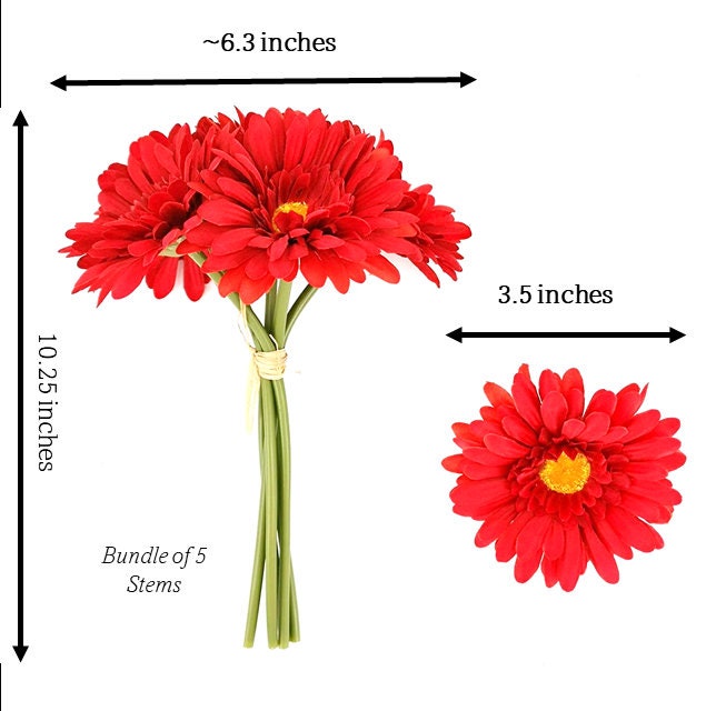 African Daisies - Silk Gerbera Daisy Artificial Flowers - Spring Flowers - Fake Flower - Floral Stems - Artificial Daisies