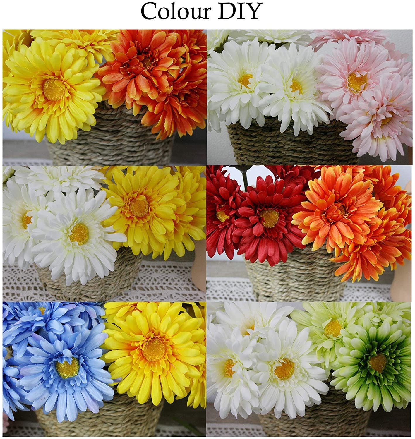 African Daisies - Silk Gerbera Daisy Artificial Flowers - Spring Flowers - Fake Flower - Floral Stems - Artificial Daisies