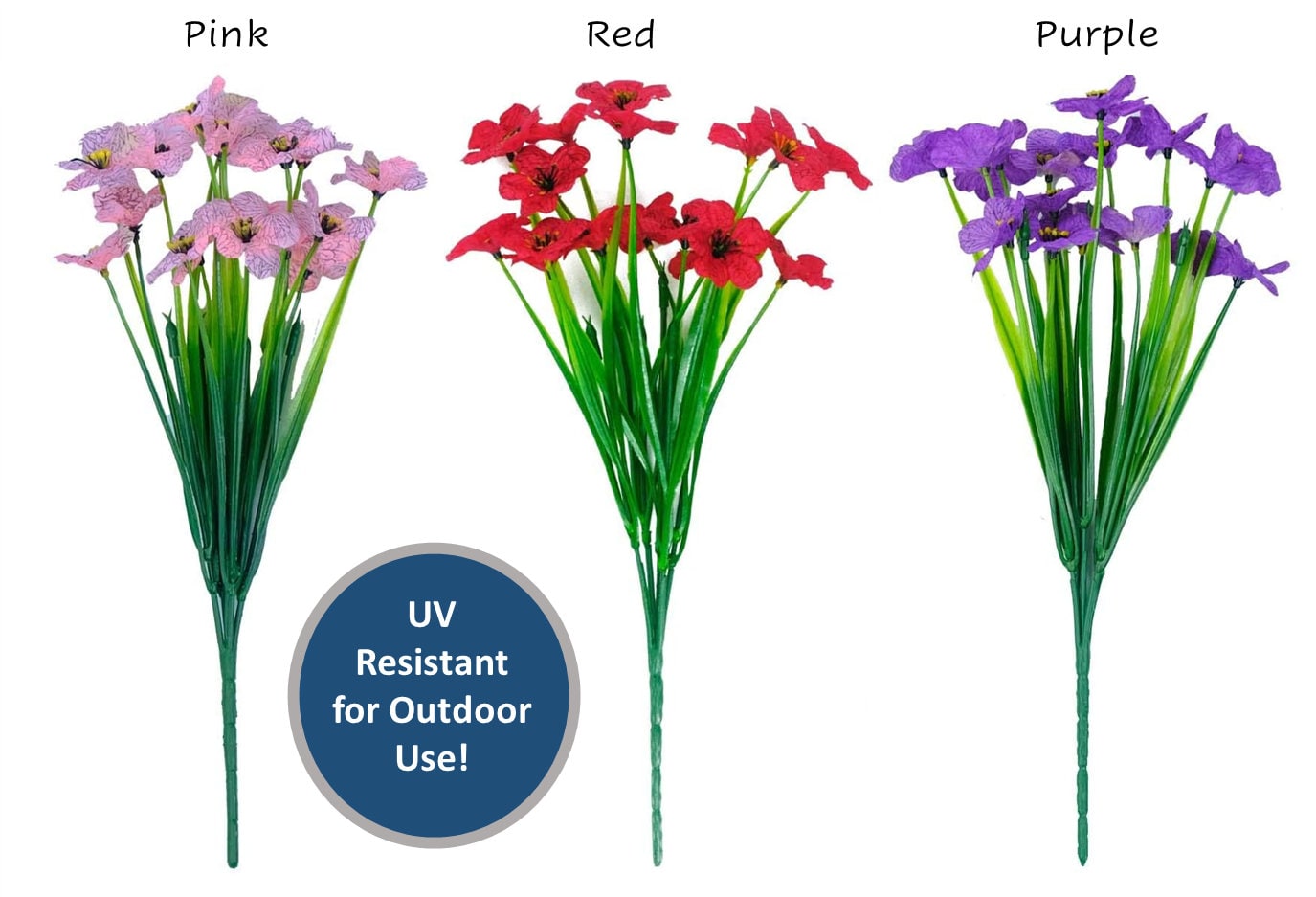 Petunias - Artificial Petunia Stems - UV Resistant Outdoor Spring Flowers - Patio Decor - Floral Stems