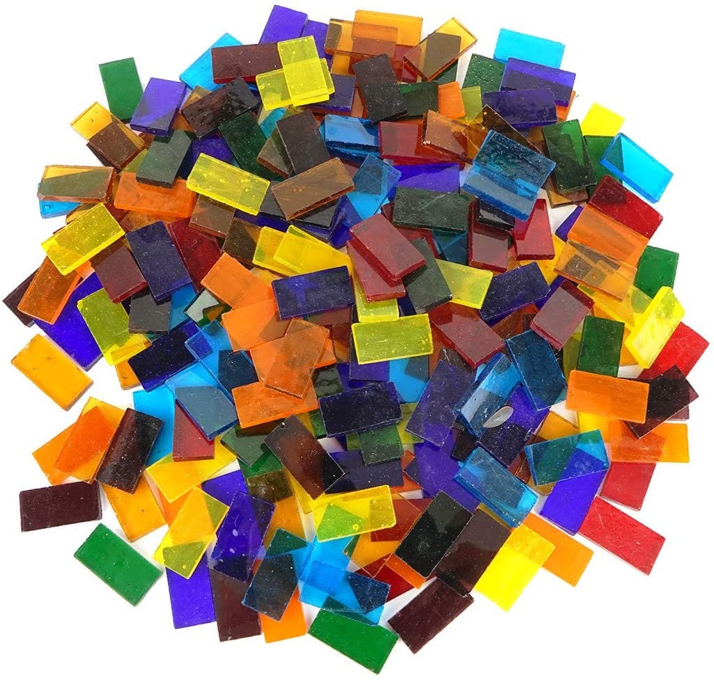 Mosiac Tiles - Stained Glass Tiles - Colorful Transparent Glass Tiles for Candles, Photo Frames, Stepping Stones, Tiling, and Crafts