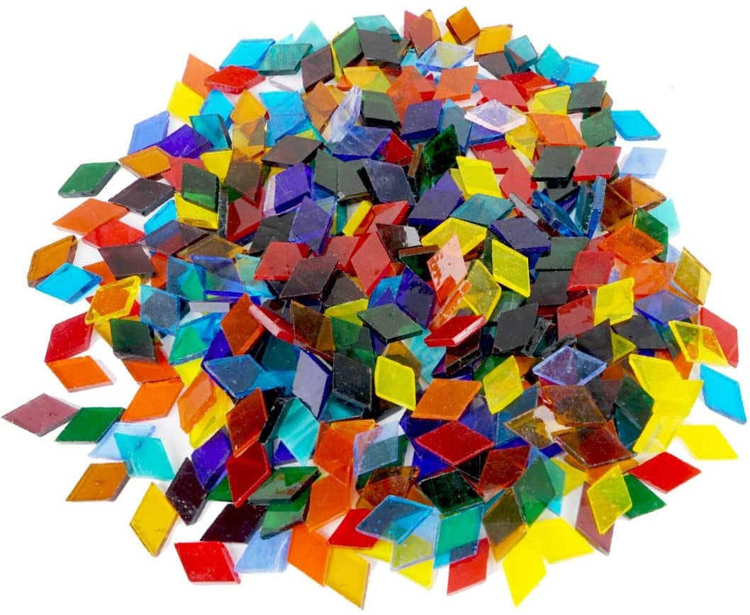 Mosiac Tiles - Stained Glass Tiles - Colorful Transparent Glass Tiles for Candles, Photo Frames, Stepping Stones, Tiling, and Crafts