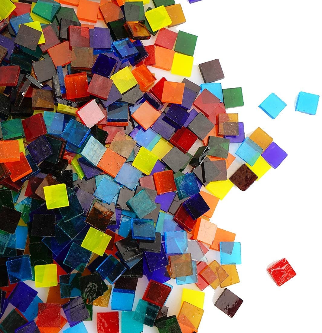 Mosiac Tiles - Stained Glass Tiles - Colorful Transparent Glass Tiles for Candles, Photo Frames, Stepping Stones, Tiling, and Crafts