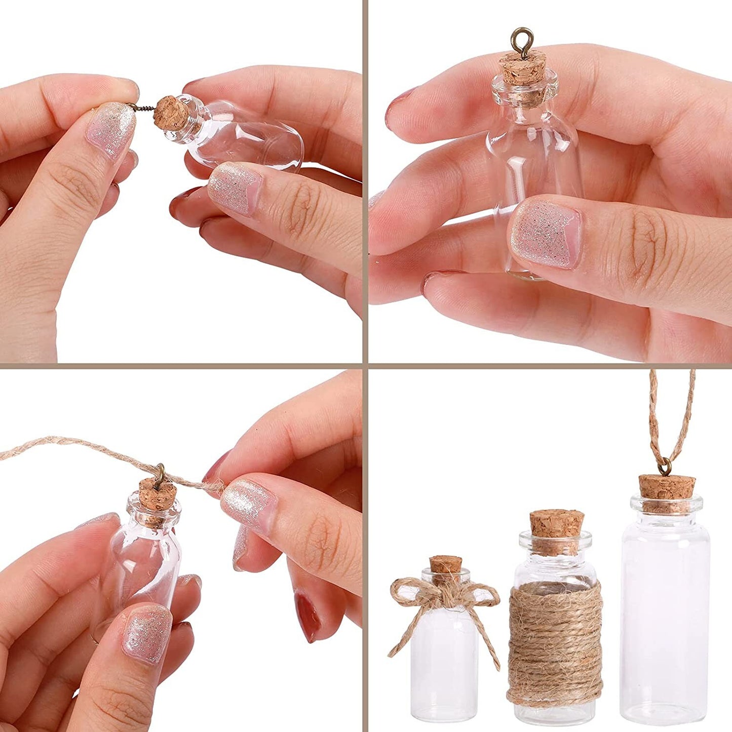 Mini glass Bottles - Diffuser Bottles - Vials with cork stoppers - Tiny Jars