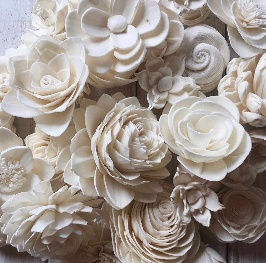 Wood flowers - Sola Wood Roses- artificial flower forms 10ct