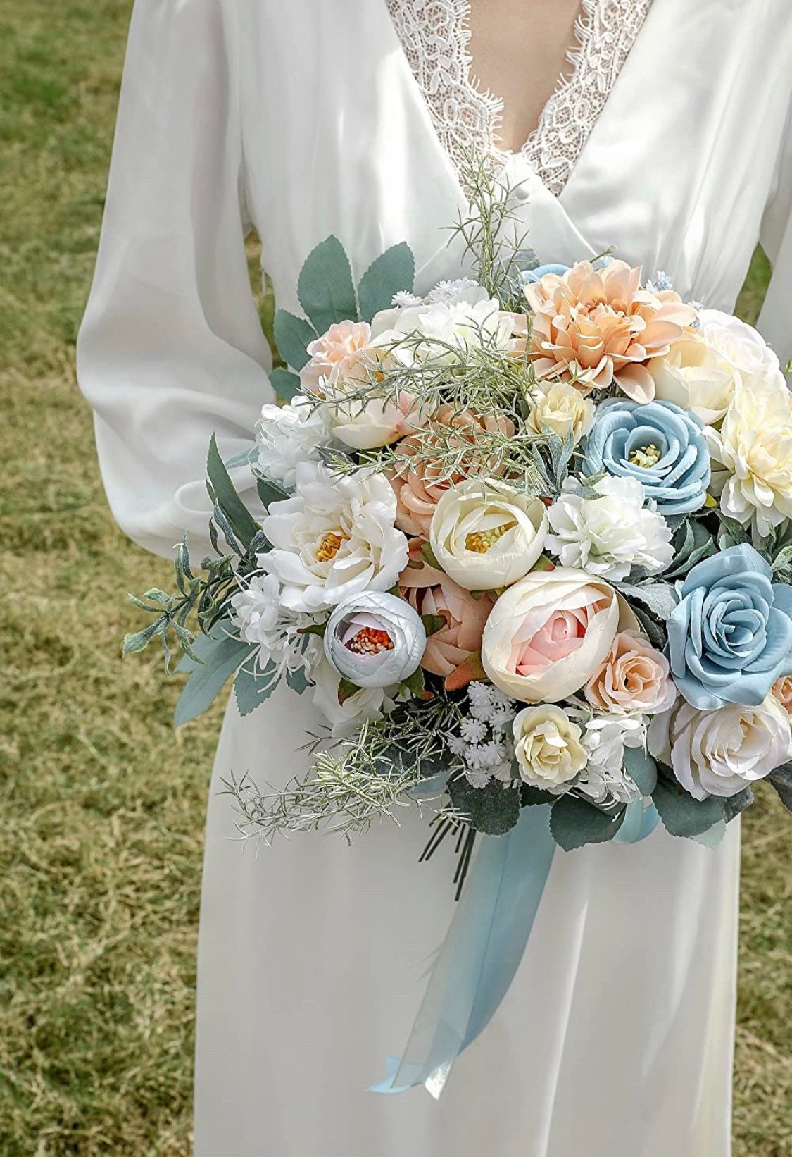 Silk Flowers - Bridal Bouquet Flowers - Great for Wedding Bouquet Decor Centerpieces Bridal Shower Party Decoration