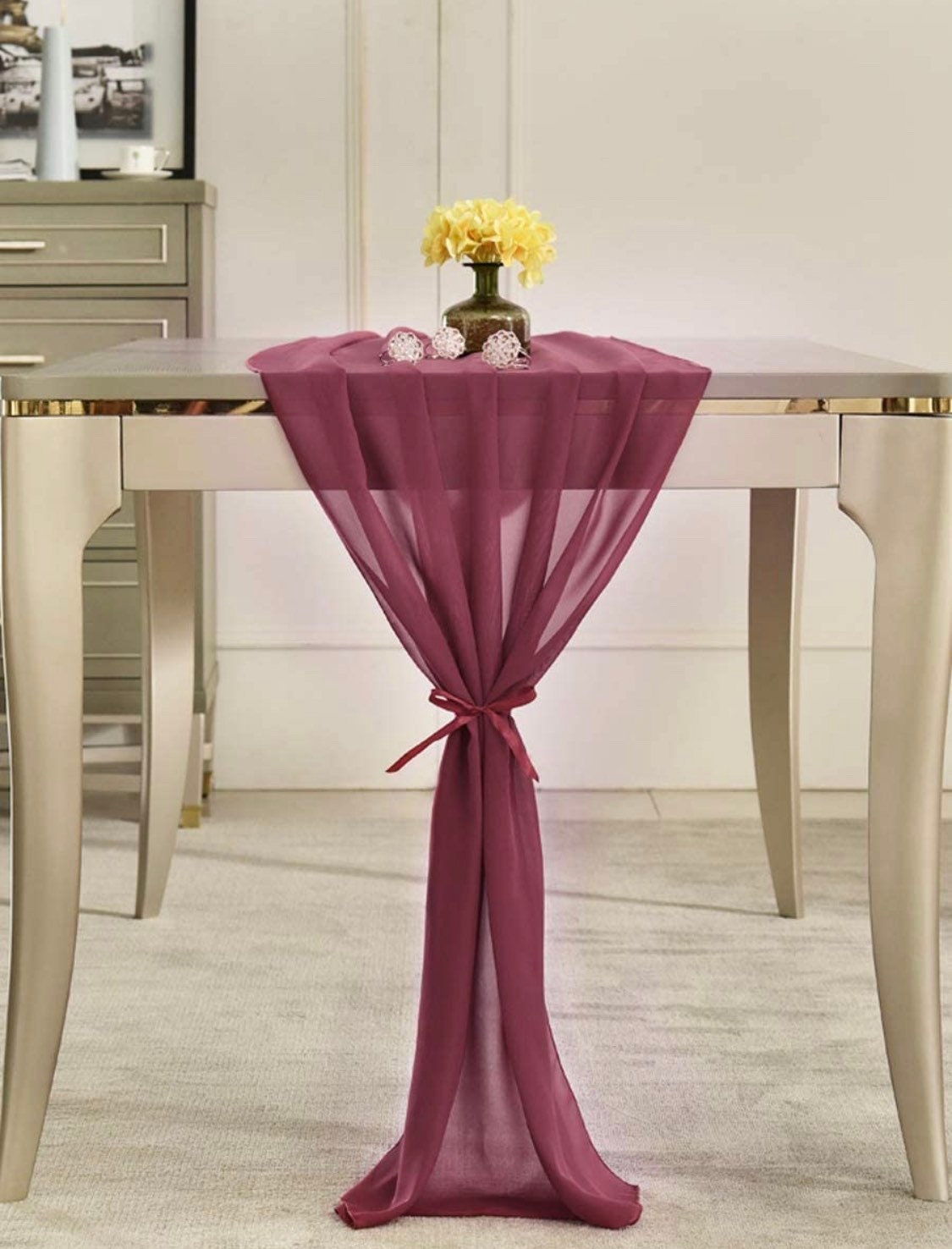 10ft Dusty Rose Chiffon Table Runner 29x120 Inches Romantic Wedding good Runner Sheer Bridal Party Decorations