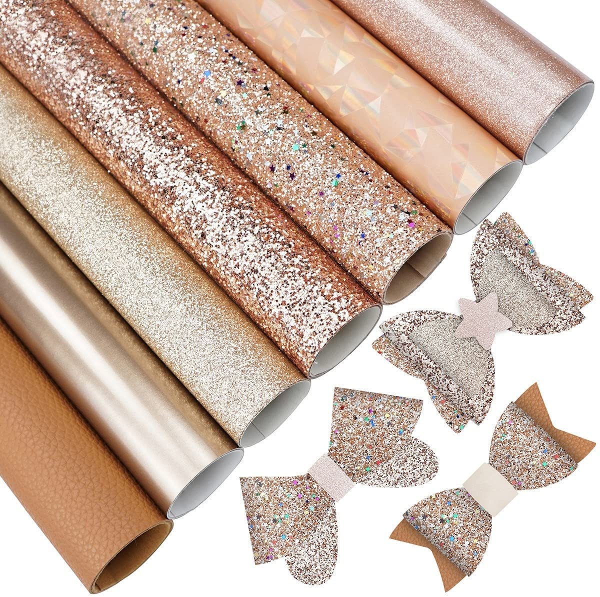 Faux Leather Sheets - Rose Gold Multipack Large Faux Leather Sheets for earrings, hairbows, jewelry and crafts