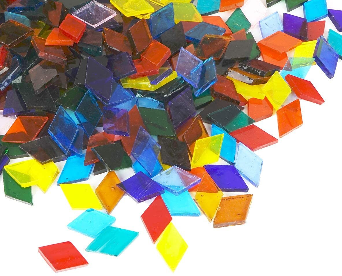 Mosiac Tiles - Stained Glass Tiles - Colorful Transparent Glass Tiles for Candles, Photo Frames, Stepping Stones, Tiling, and Crafts
