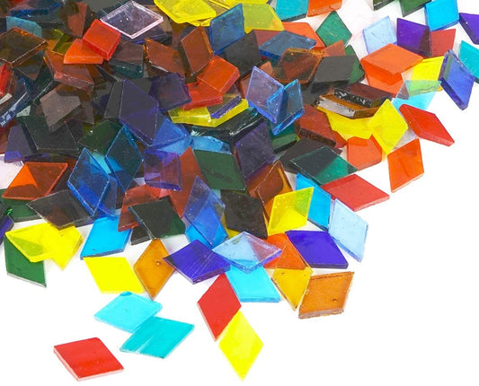 Mosiac Tiles - Stained Glass Tiles - Colorful Transparent Glass Tiles for Candles, Photo Frames, Stepping Stones, Tiling, and Crafts