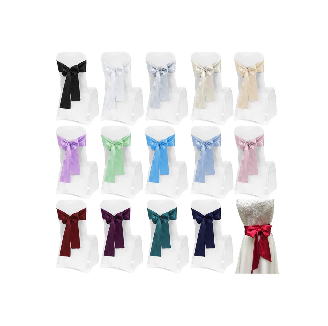 Bridal Bow - Double-side Satin Sash Bow - Wedding Chair Bow - Romantic Wedding Bow - Wedding table decor - Elegant decor