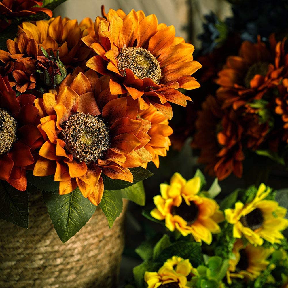 Vintage Sunflower Bouquet - Summer Sunflowers - Silk Artificial Flower Bouquets - Floral Stems - Summer Decor