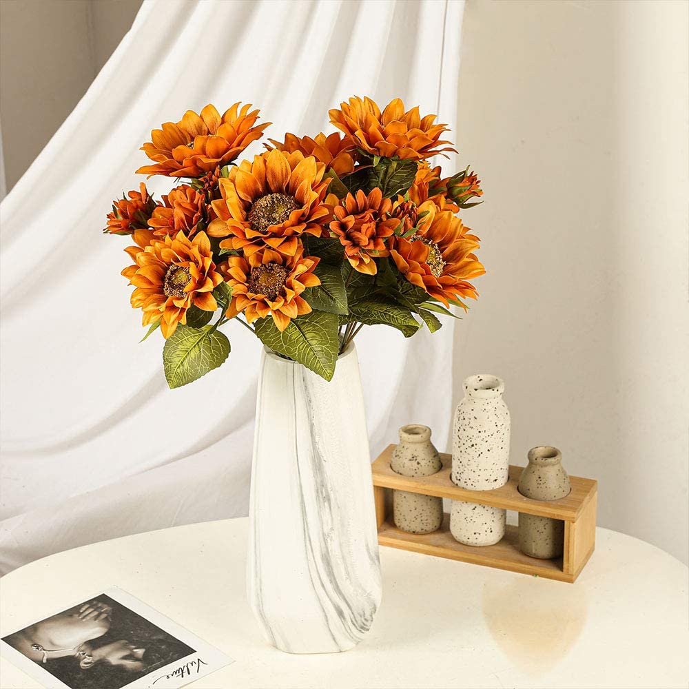 Vintage Sunflower Bouquet - Summer Sunflowers - Silk Artificial Flower Bouquets - Floral Stems - Summer Decor